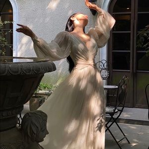 The Alps Puff Sleeve Full Dress